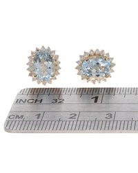 Aquamarine and Diamond Halo Earrings