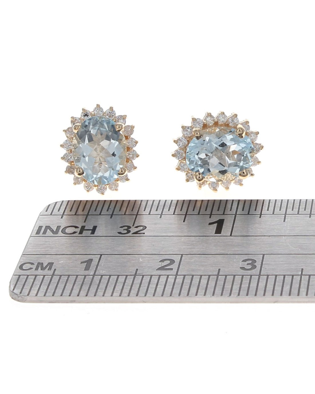 Aquamarine and Diamond Halo Earrings