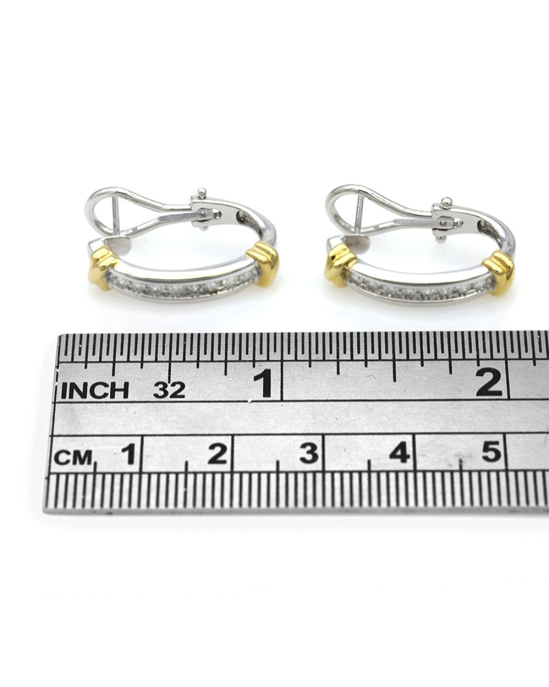 2 Toned Diamond J Earrings