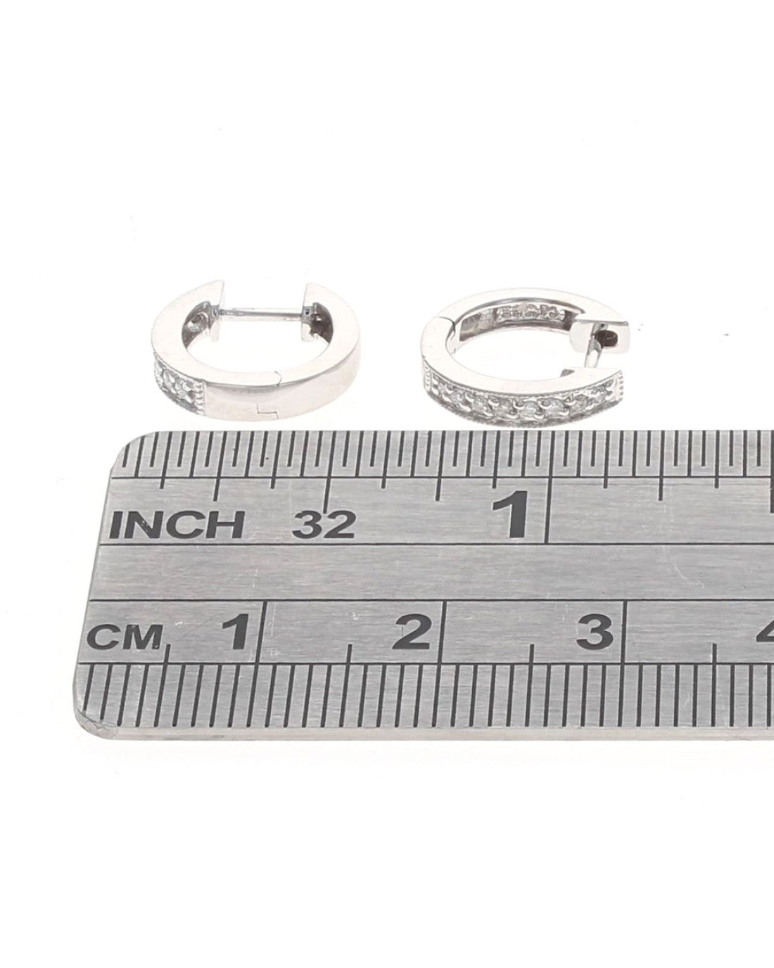 Milgrain Accent Diamond Huggie Earrings