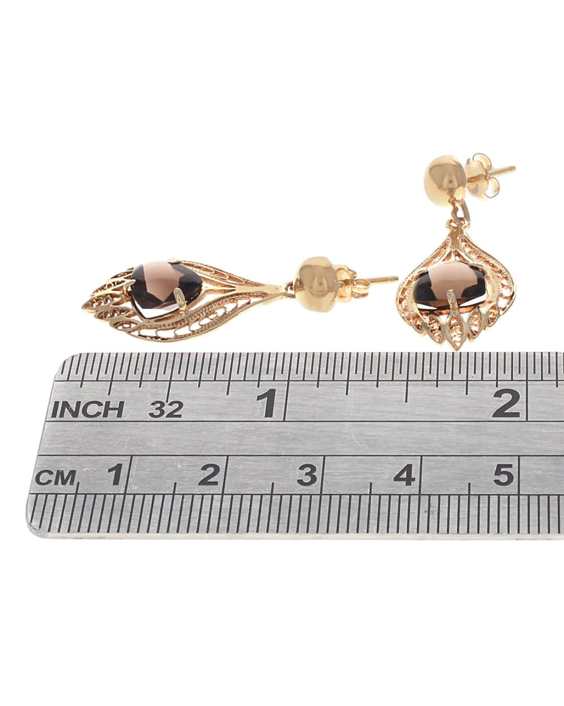 Trillion Smoky Quartz Teardrop Earrings