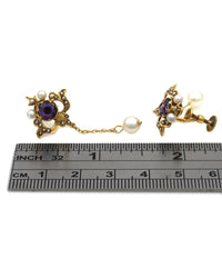 Vintage Amethyst and Pearl Dangle Earrings