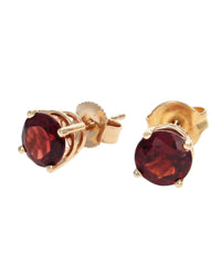 Garnet Stud Earrings in Yellow Gold