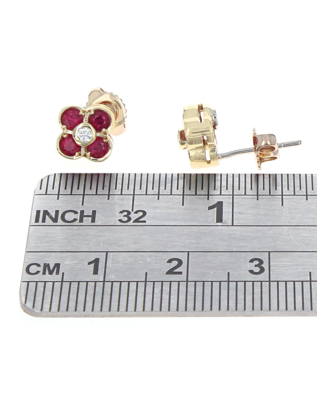 Ruby and Diamond Quatrefoil Stud Earrings