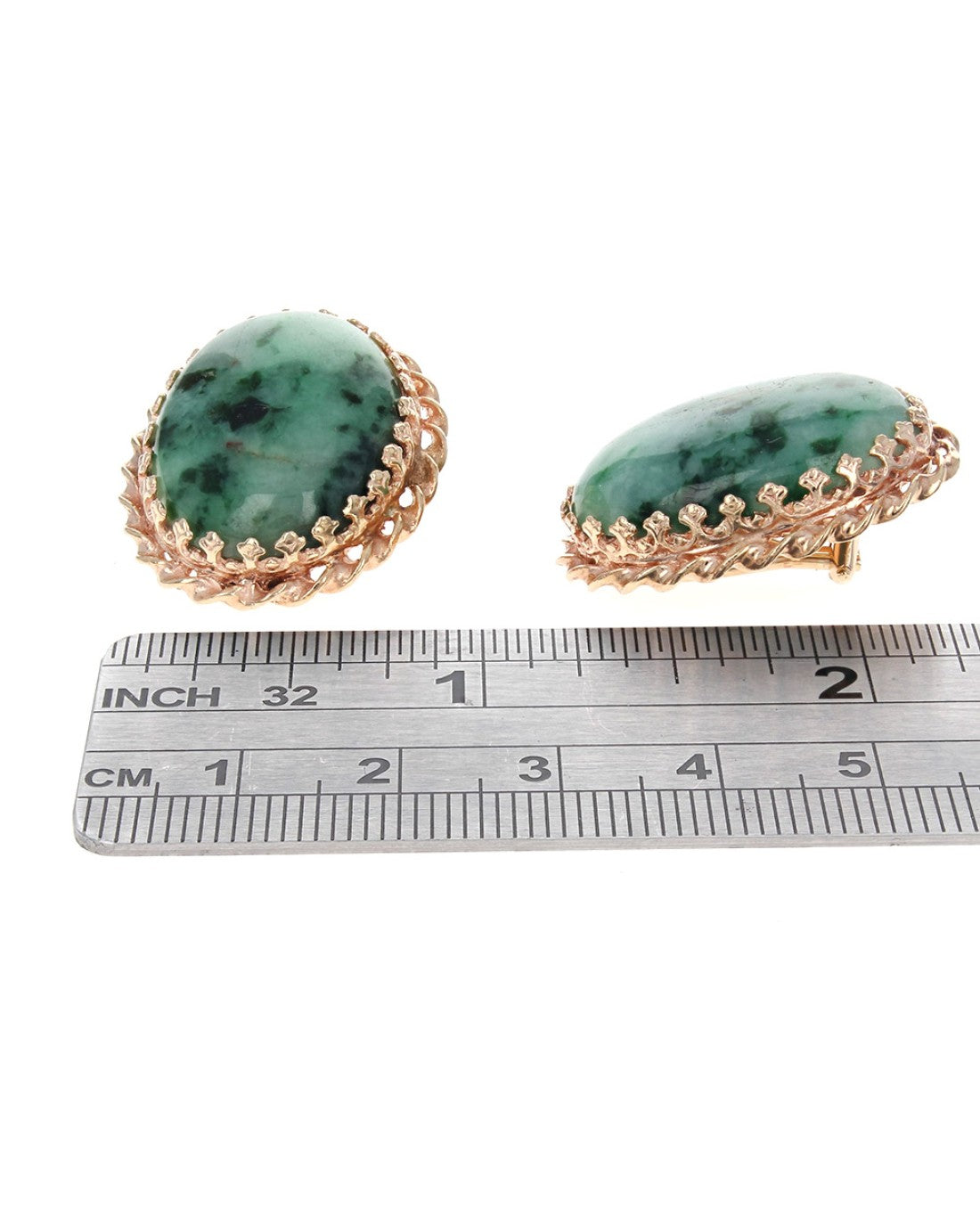 Mossy Jadeite Clip On Earrings