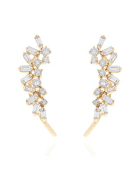 Baguette and Round Diamond Climber Earrings