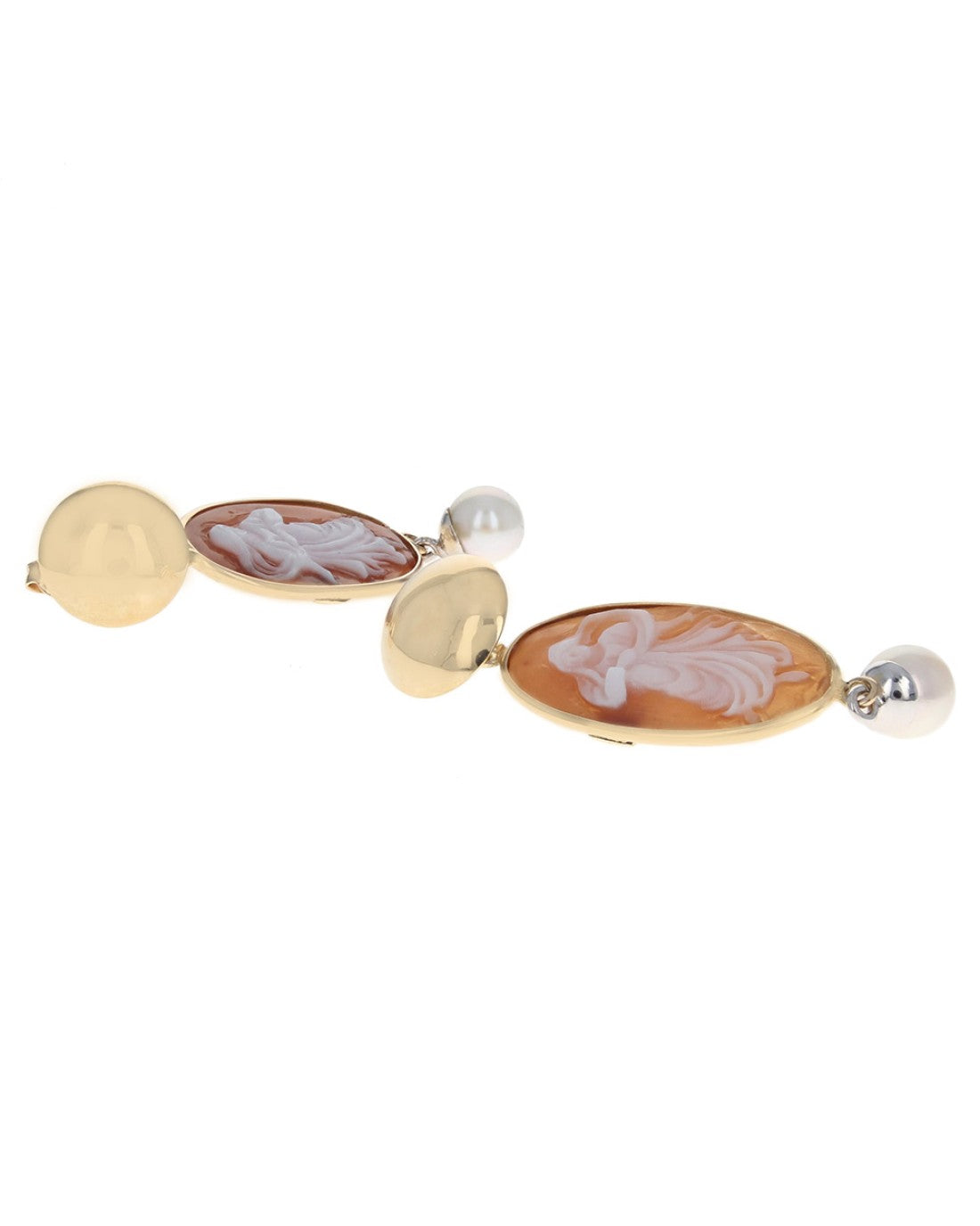 Dancing Lady Cameo Pearl Dangle Earrings