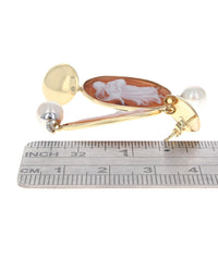 Dancing Lady Cameo Pearl Dangle Earrings