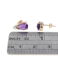 Amethyst and Diamond Accent Stud Earrings