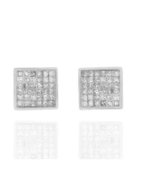 Invisible Set Princess Diamond Square Stud Earrings