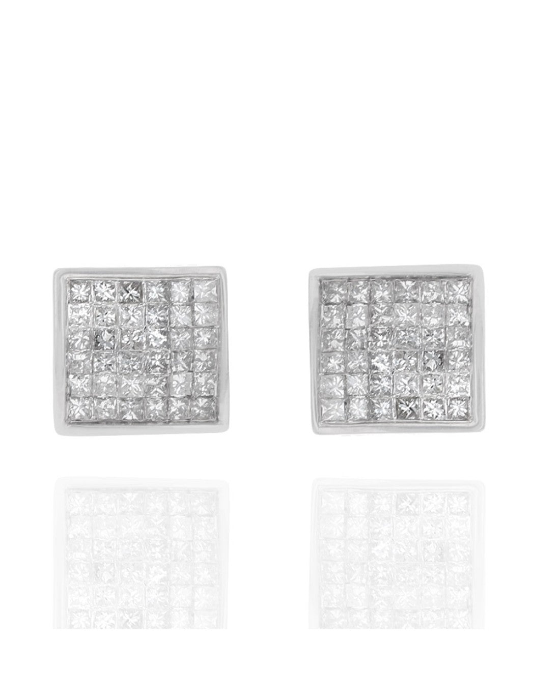 Invisible Set Princess Diamond Square Stud Earrings