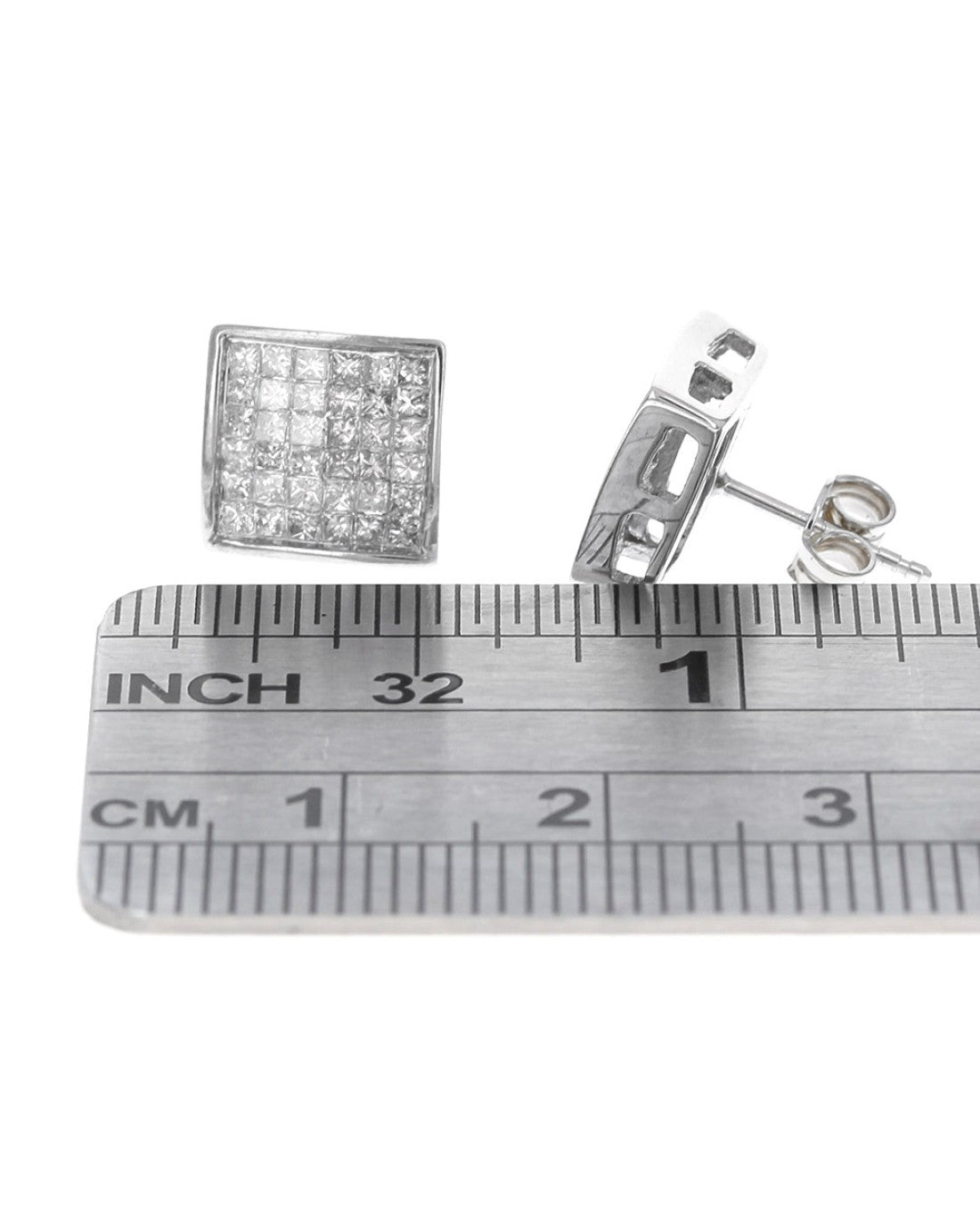 Invisible Set Princess Diamond Square Stud Earrings