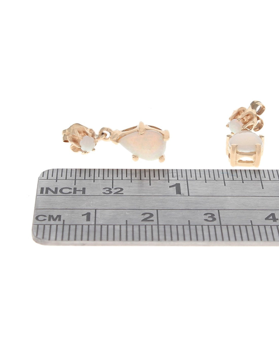 Opal Dangle Earrings in Yellow Gold