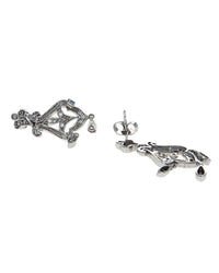 Diamond Scroll motif Marquise Station Dangle Earrings