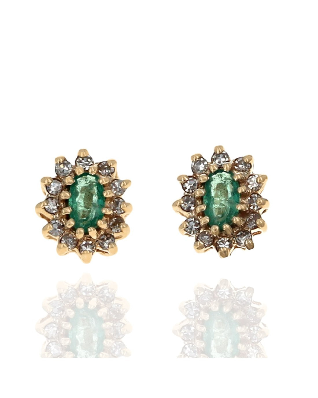 Green Beryl and Diamond Halo Studs