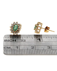 Green Beryl and Diamond Halo Studs