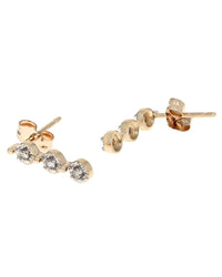 3 Station Diamond Drop Earrings in White and Yellow Gold
