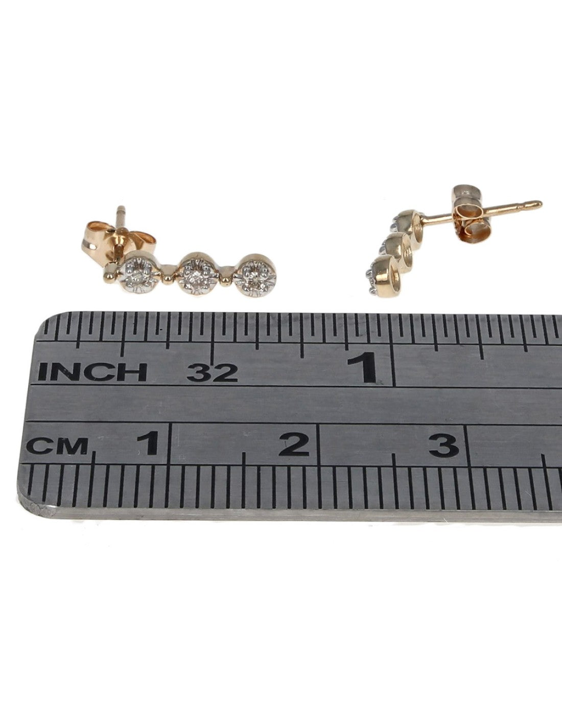 3 Station Diamond Drop Earrings in White and Yellow Gold