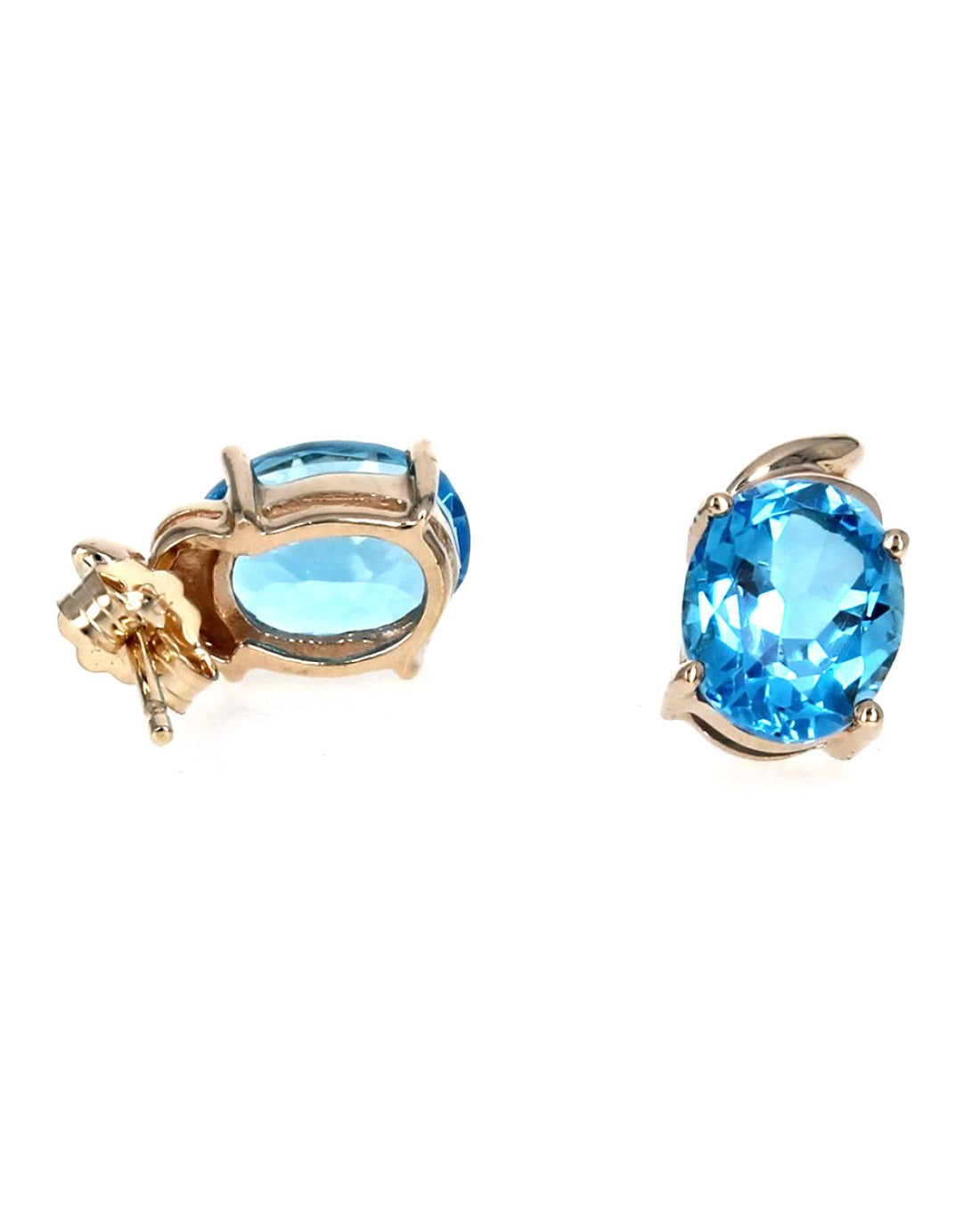 Swiss Blue Topaz Swirl Accent Stud Earrings in Yellow Gold