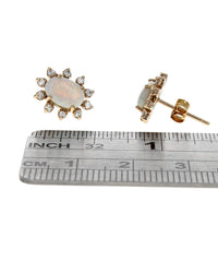 Opal and Diamond Halo Stud Earrings
