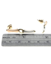 3 Tone Dog Bone Link Drop Earrings