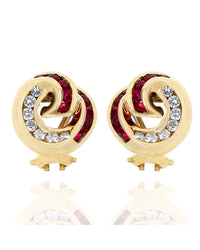 Charles Krypell Ruby and Diamond Crossover Earrings