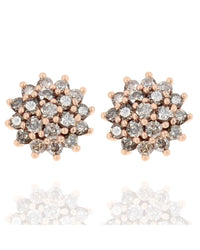 Diamond Cluster Stud Earrings in Rose Gold