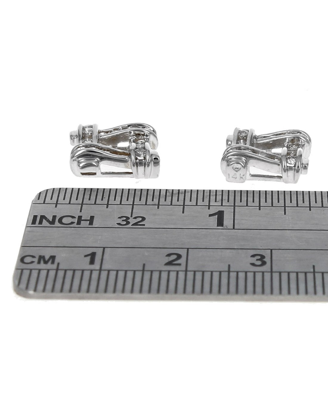 Diamond Crossover Square Earring Jackets in White Gold