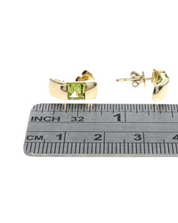 Square Peridot Curved Earrings