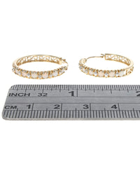 Opal and Diamond Scroll Accent Hoop Earrings in Yellow Gold
