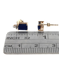 Blue Sapphire and Diamond Accent Stud Earrings in White and Yellow Gold