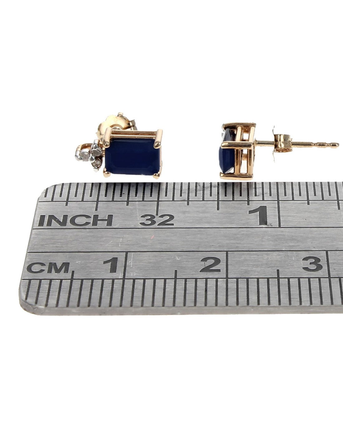 Blue Sapphire and Diamond Accent Stud Earrings in White and Yellow Gold