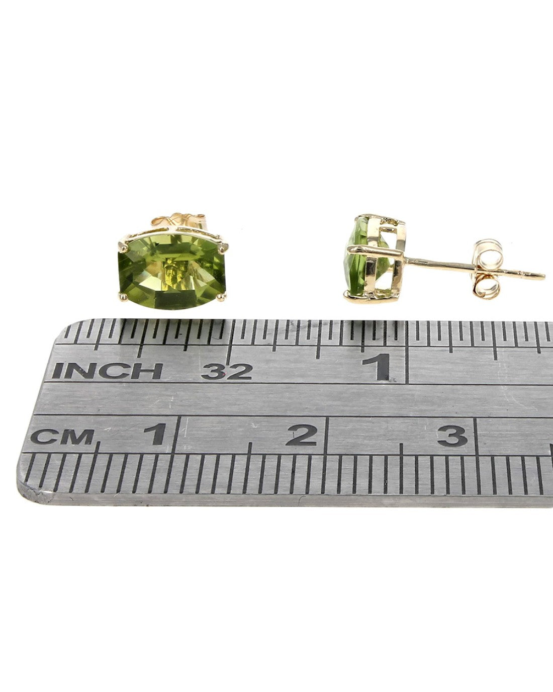 Peridot Cushion Stud Earrings