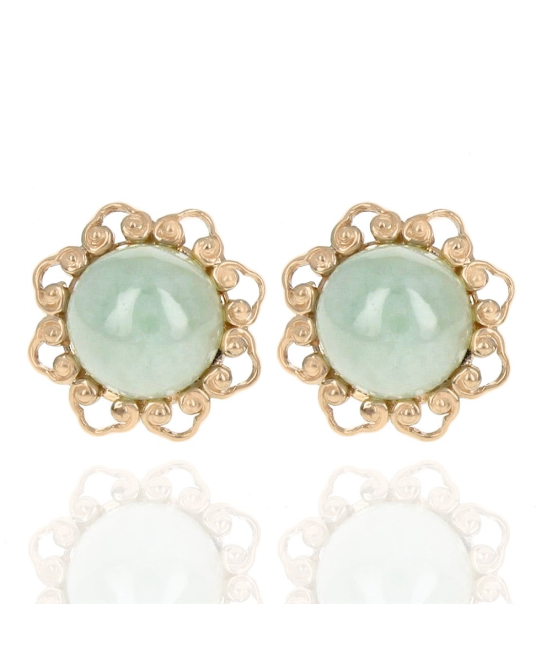 Jadeite Cabochon Stud Earrings