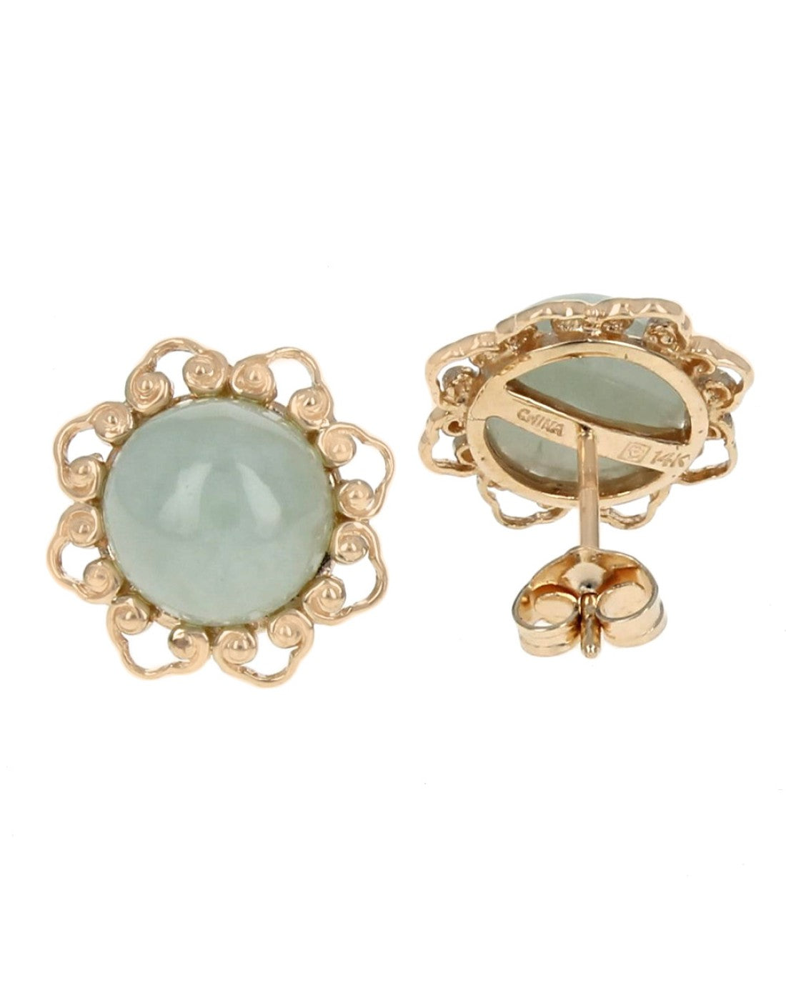 Jadeite Cabochon Stud Earrings