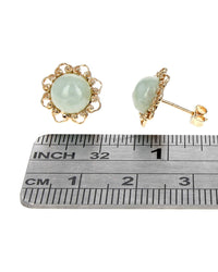Jadeite Cabochon Stud Earrings