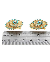 Turquoise and Diamond Accent Swirl Earrings