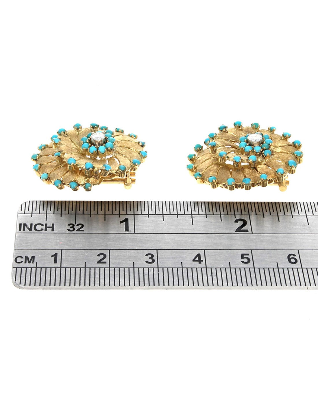 Turquoise and Diamond Accent Swirl Earrings