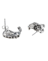 Black and White Diamond X Crossover Earrings in White Gold