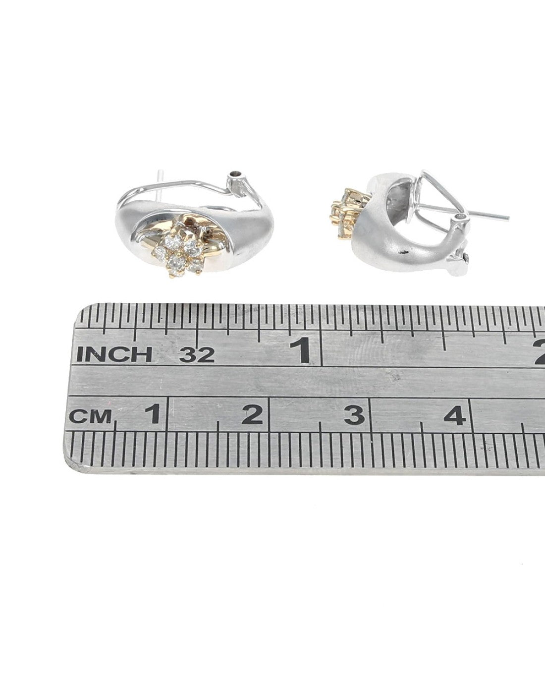 Satin Finish Diamlnd Cluster Concave Earrings