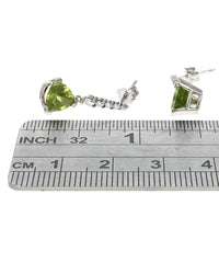 Trillion Peridot and Diamond Drop Earrings