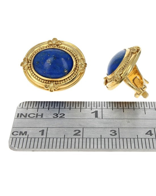 Lapis Cabochon Bead Accent Earrings