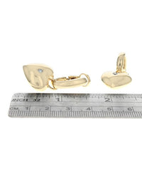 Diamond Puffed Heart Drop Earrings in Yellow Gold