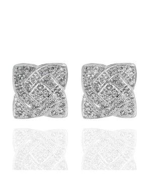 Diamond Quatrefoil Earrings in White Gold
