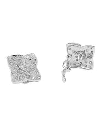 Diamond Quatrefoil Earrings in White Gold