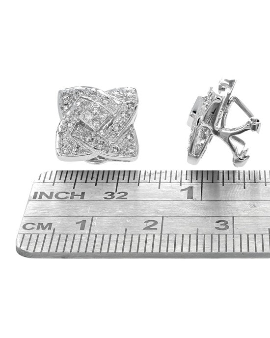 Diamond Quatrefoil Earrings in White Gold