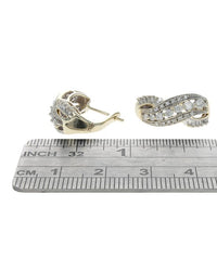 Diamond Crossover Curved Earrings in Yellow Gold