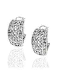 4 Row Diamond Curved Earrings