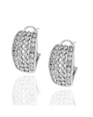 4 Row Diamond Curved Earrings