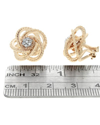 Diamond Nest Swirl Earrings in Yellow Gold